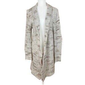 Paola Manfredi Open Front Cardigan Size M Taupe Marled Wool Mohair Blend Italy